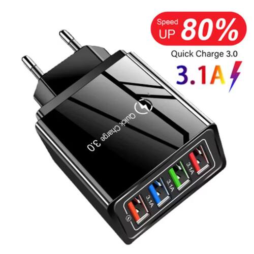 4 Ports USB Quick Charger EU Plug Phones Charger USB C Wall Charger Adapter For iPhone Huawei Samsun