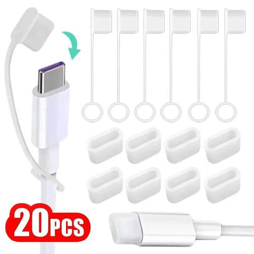 Type-C Charging Port Transparent Dust Plug With Rope Anti-Lo
