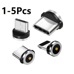 1-5Pcs Magnetic Cable Plug Round Quick Charging Adapter Tips For iPhone 14 Samsung Huawei Magnet Cha