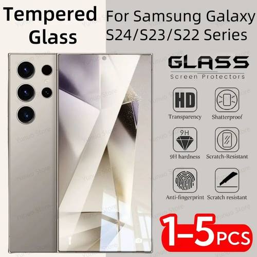 1-5PCS Tempered Glass For Samsung Galaxy S24 Ultra S23 S22 S24+ S23Plus Screen Protector Protective