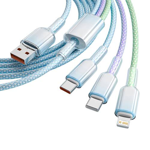 240W 5A USB-A to 2 Type-C Quick Charging Data Cable For Samsung S24 Huawei Android Phone 3In1 USB C