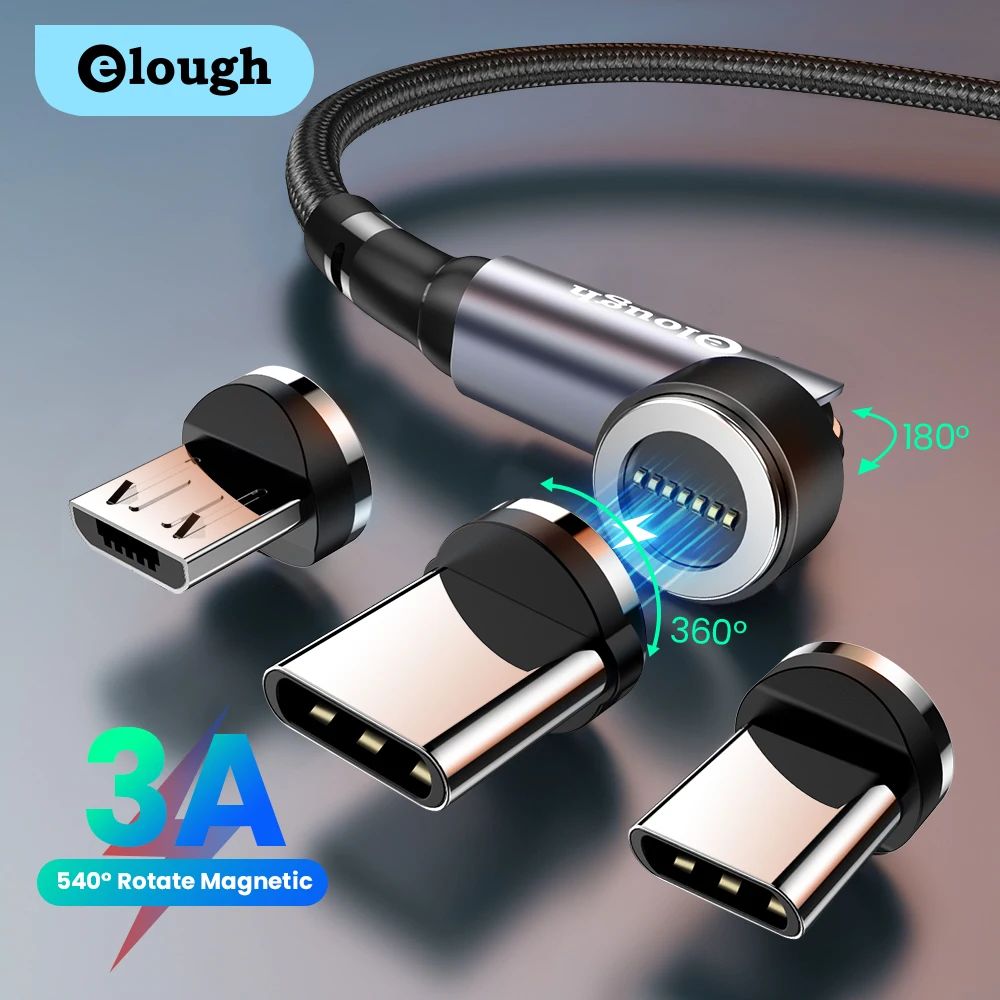 540 Magnetic Cable 3A Quick Charging Micro USB Type C Cable