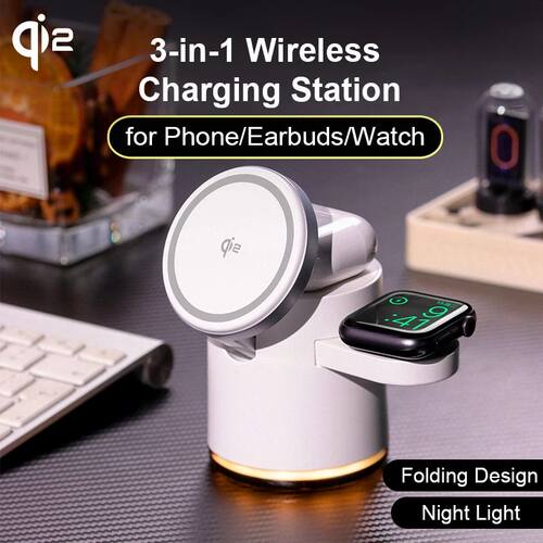 Quick Charging Station 3-in-1 Wireless Charger Foldable Char