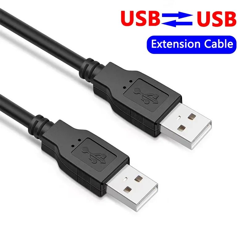 Double USB Computer Extension Cable USB 2.0 Type A Male to A Male Cable Hi-Speed 480 Mbps Black Data
