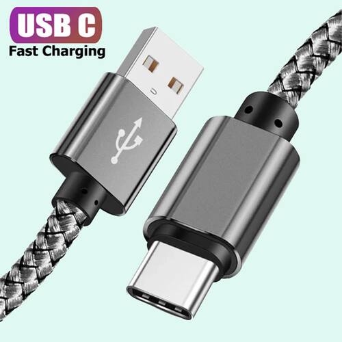 USB A to Type C Charging Cable 2A Quick Charger Nylon Data C