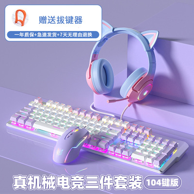 Dream Purple Mechanical Keyboard And Mouse Set Wired Green A