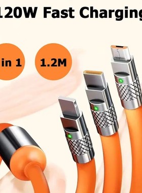 120W 6A 3In1 USB Quick Charging Cable Micro USB Type C Charging Cables For Iphone 14 13 12 Huawei Ch