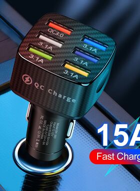 75W 6 Ports Car Charger Quick Charging QC3.0 15A Car Phone Charger AdapterInCar For iPhone Samsung H