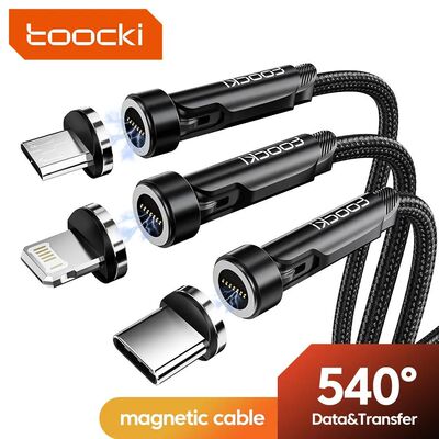 540 Rotate Magnetic USB Type C Cable For iPhone 12 X Quick Charger Micro USB Type-C Magnet Charging