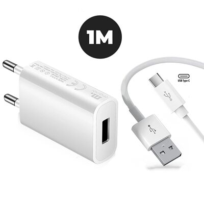 EU Plug USB Wall Charger Power Adapter 5V 1A Single USB Port With Type C Cable For Mobile Phone