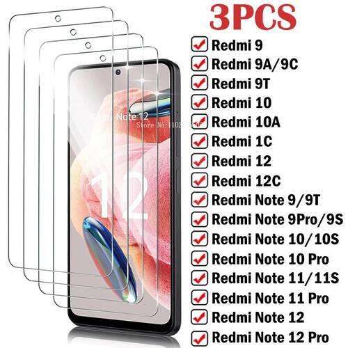 Premium Tempered Glass for Redmi Note 9 10 11 12 Pro 9S 10S 11S Screen Protector for Redmi 9 9A 10A