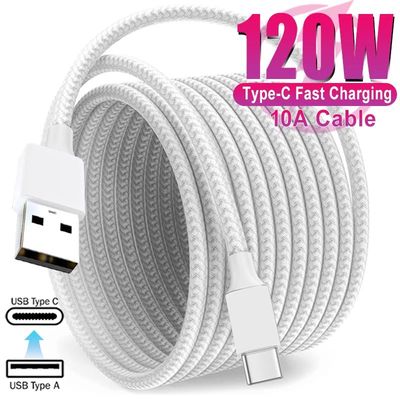 120W USB to Type C Quick Charging Charger Cable Wire For IPhone 16 15 Pro Max iPad USB USB-C Braided