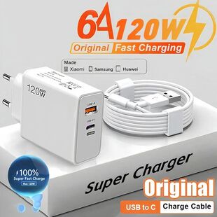 USB 120W Quick Charger Quick Charge 3.0 USB Quick Charging Phone Adapter PD Cable For Huawei Samsung