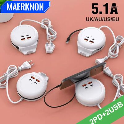 5.1A Multiport USB C Quick Charger Desktop Power Strip Socket Type C Cable Quick Charge For iPhone 1