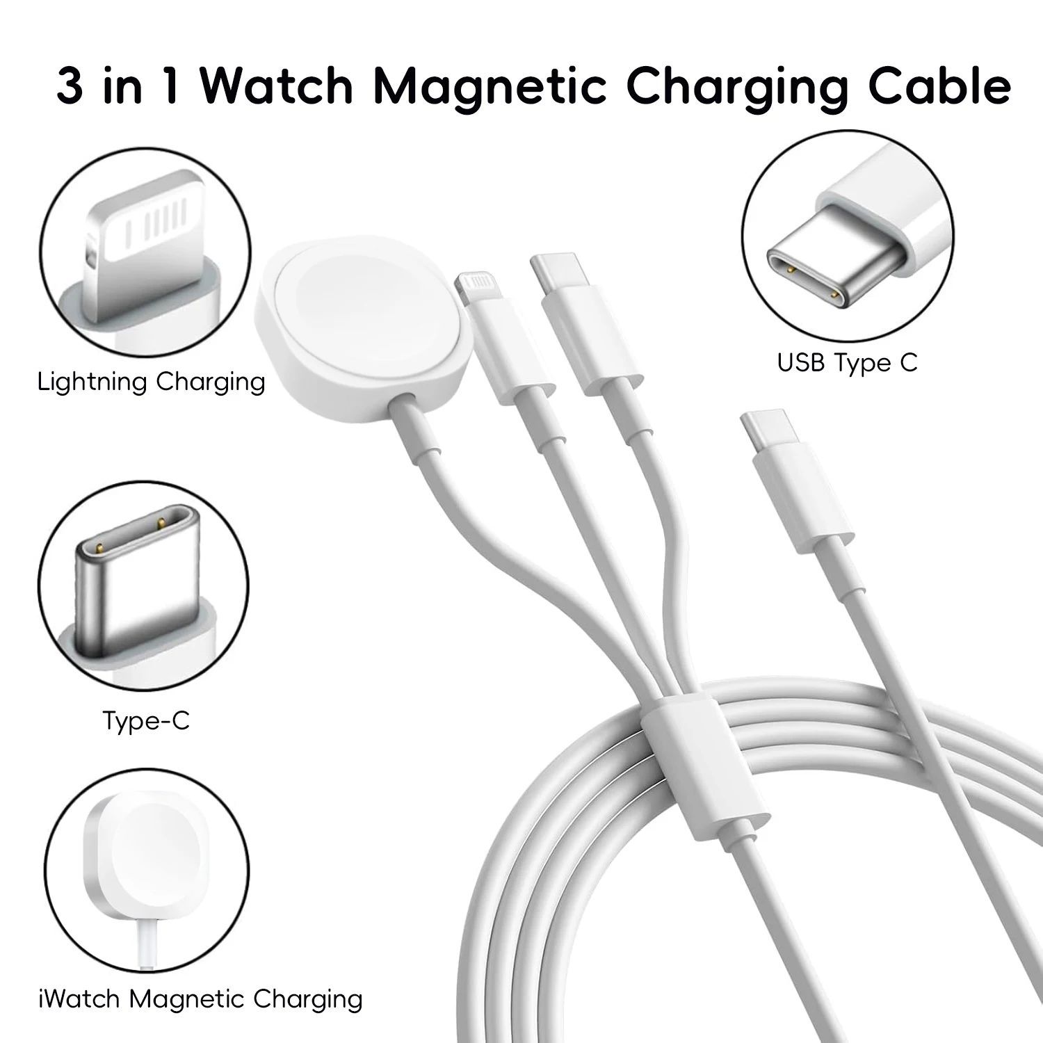 3 in1 Charging Cable for Mobile Phones with Lightning Input