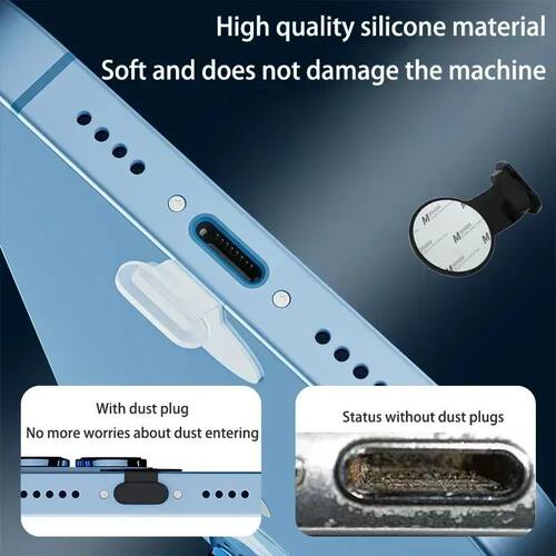 Silicone Dust Plug for Type C and IPhone Lightning Charging