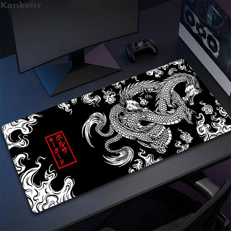 Dragon Mouse Pad Black and White Deskmat Playmat Laptop Japa