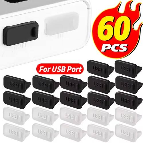 10-60PCS Silicone Dust Plug for USB-A Charger Port Cap Femal