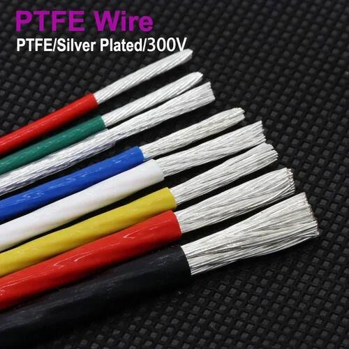1/5M Silver Plated PTFE Wire 10/11/13/14/15/18/20/22/24/26/28/30 AWG DIY High Purity OFC Copper Cabl