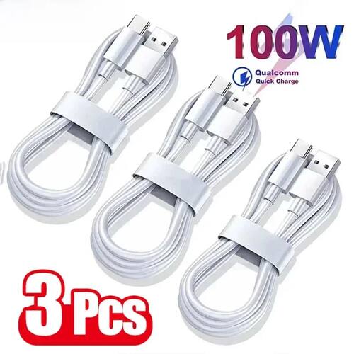 3PCS 6A 100W Type C Super Quick Charging Cable Data Cord For Samsung Huawei Redmi Quick Charing USB