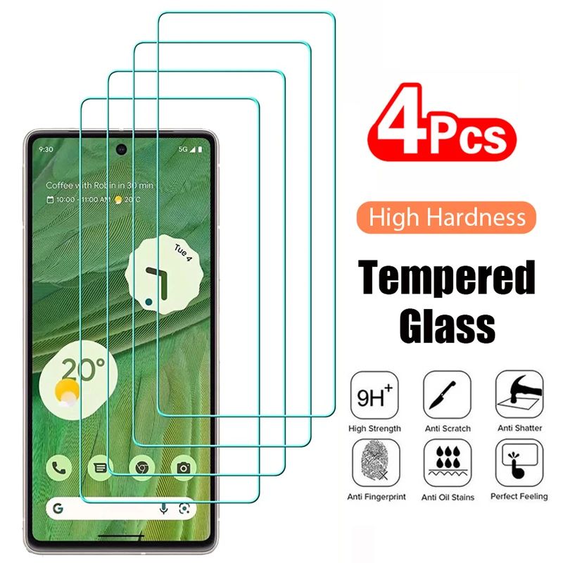 4PCS Tempered Glass for Google Pixel 8 Pro 8A 7 7A 6 6A 5 5A 4A 4 XL 3 9H Protective Transparent Scr