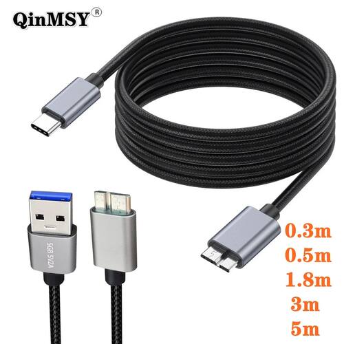 3M 1.8M USB C to Micro B Cord Hard Drive Cables Braided USB 3.0 Type C Male to Micro B Male Cable fo