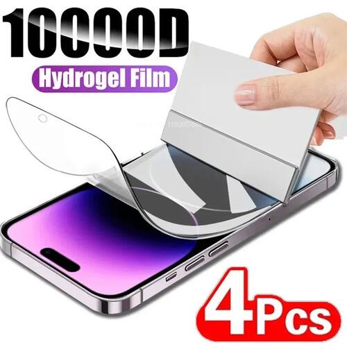 4Pcs Soft Hydrogel Film 13 12 Pro Max Silicone TPU Screen Protector For IPhone 14 11 XS XR X 7 8 15