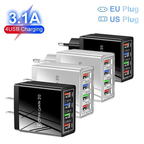 Quick 4 USB Charger Quick Charge 3.0 Quick USB Wall Charger Portable Mobile Charger QC 3.0 Adapter f