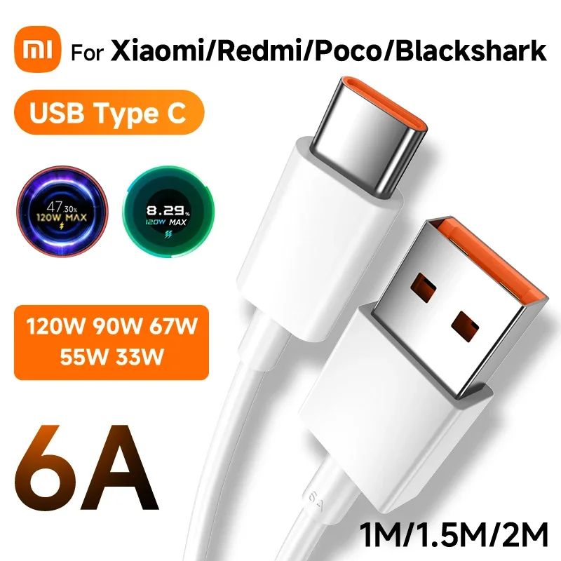Original USB Type C Quick Charger Cable 120W 90W 67W for Redmi Note 14 13 Pro POCO X7 Pro X6 F5 F4 X