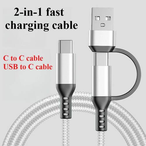 C To C 2In1 Braided USB Type-c Data Cable 1m Suitable for IPhone Samsung Android Redmi USB Quick Cha