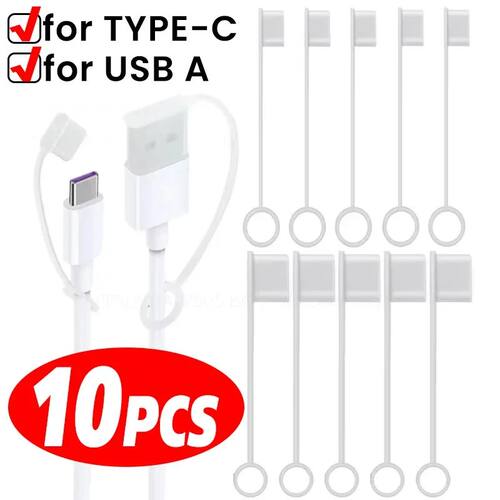 Type C Male Port Clear Dust Plug Cover with Rope for USB A/U