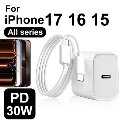 30W PD USB C Power Adapter Quick Charger For iPhone 17 16 15 Pro Max Air Plus Type C For Samsung Wal