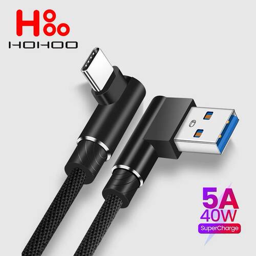 90 angle USB Type C Cable Charger Wire For Huawei mate Redmi OnePlus Realme USB Type C Type-C Long Q