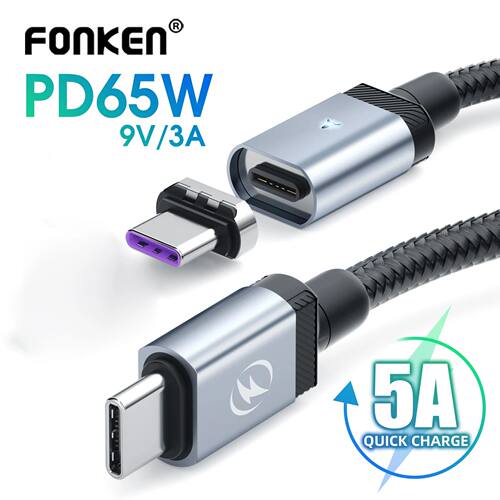 USB C Cable PD 65W Magnetic USB Type C Cable For HUAWEI Samsung Android Phones Tablet Magnet Data Co
