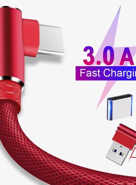 1m 2m 3m 90 angle USB C Type C Cable Charger Wire For Samsung Huawei USB-C USBC Type-C Long Quick Ch