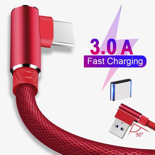 1m 2m 3m 90 angle USB C Type C Cable Charger Wire For Samsung Huawei USB-C USBC Type-C Long Quick Ch