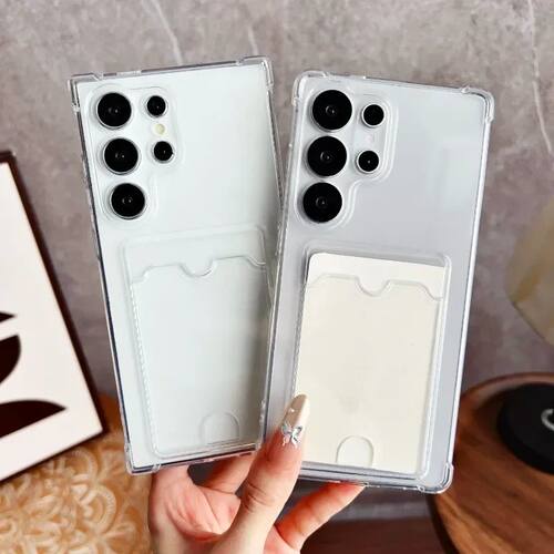 Fashion Transparent Soft Card Holder Bag Phone Case For Sams
