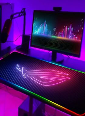 ROG Mouse Pad Rgb Cute Mousepad Gamer Keyboard Mat LED Compu