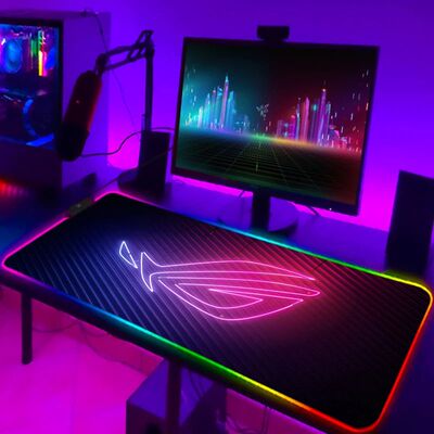 ROG Mouse Pad Rgb Cute Mousepad Gamer Keyboard Mat LED Compu