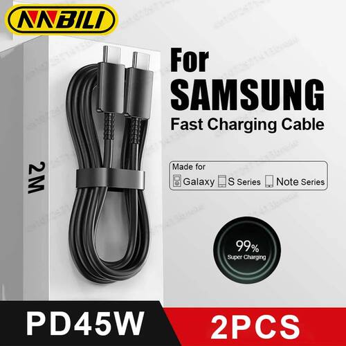 1-2PCS PD45W Quick Cable For Samsung Galaxy S20 S22 S23 Ultra Note 10 20 A53 54 Super Quick Charging