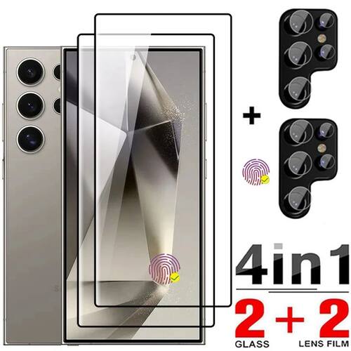 4in1 Tempered Glass For Samsung Galaxy S24 Ultra S24 Plus Screen Protector Camera Lens Film S24+ Plu