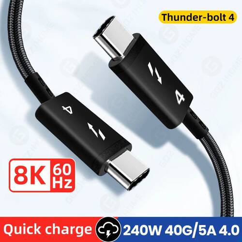Thunder-bolt 4 USB C to Type C Cable USB4 40Gbps USB-C Data Cable PD 240W Quick Charging Type-c Char