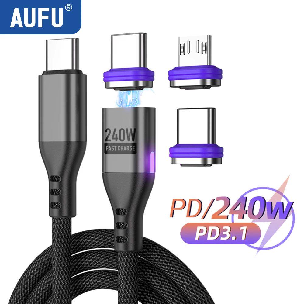 5A Magnetic USB Type C Cable For Macbook 240W Quick Charging Magnet USB-C Charger Data Cord For iPho