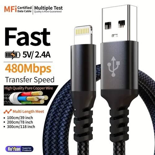 USB to Lightning charge cable for iPhone 14 13 12 11 Pro Max 8 7 6 Quick charging cable Data cable f