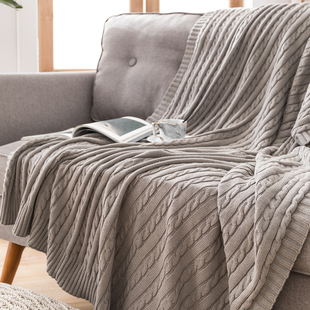 纯棉针织毛毯加厚办公室沙发午睡休闲毯子民宿床旗床尾巾盖毯冬季