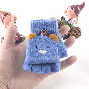 婴幼儿小孩儿童手套翻盖半指两用冬季 3岁2宝宝加厚可爱 保暖男女1