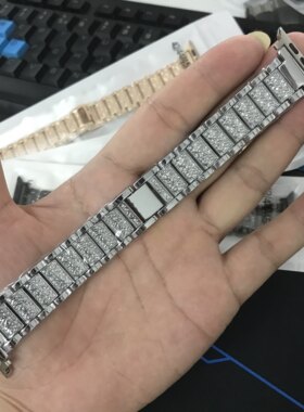 适用苹果iwatch8表带s9时尚淑女applewatch7镶钻满天星金属手表带