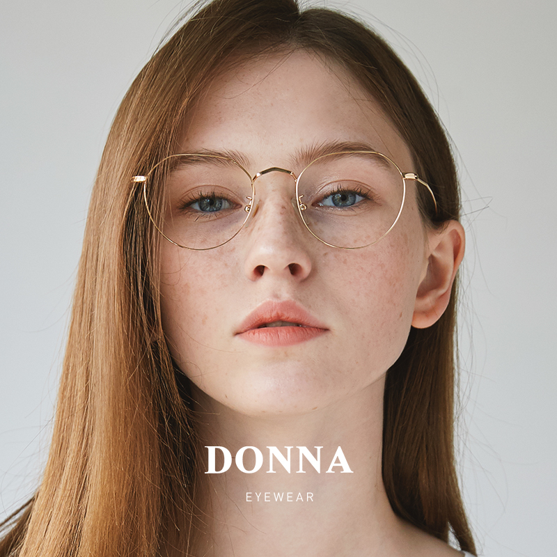 哆哪DONNA新款简约钛架细边眼镜框多边不规则圆形大框眼镜架DN79
