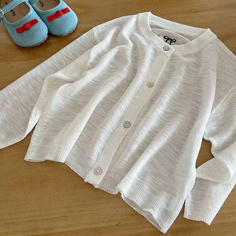 女童毛衣空调夏款2026新款儿童洋气针织防晒服外套宝宝冰丝装上衣