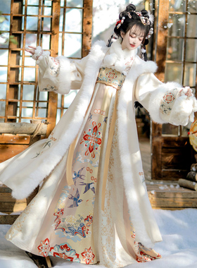 喜燕迎春齐胸汉服秋冬季加厚唐制襦裙古装2025新款汉服